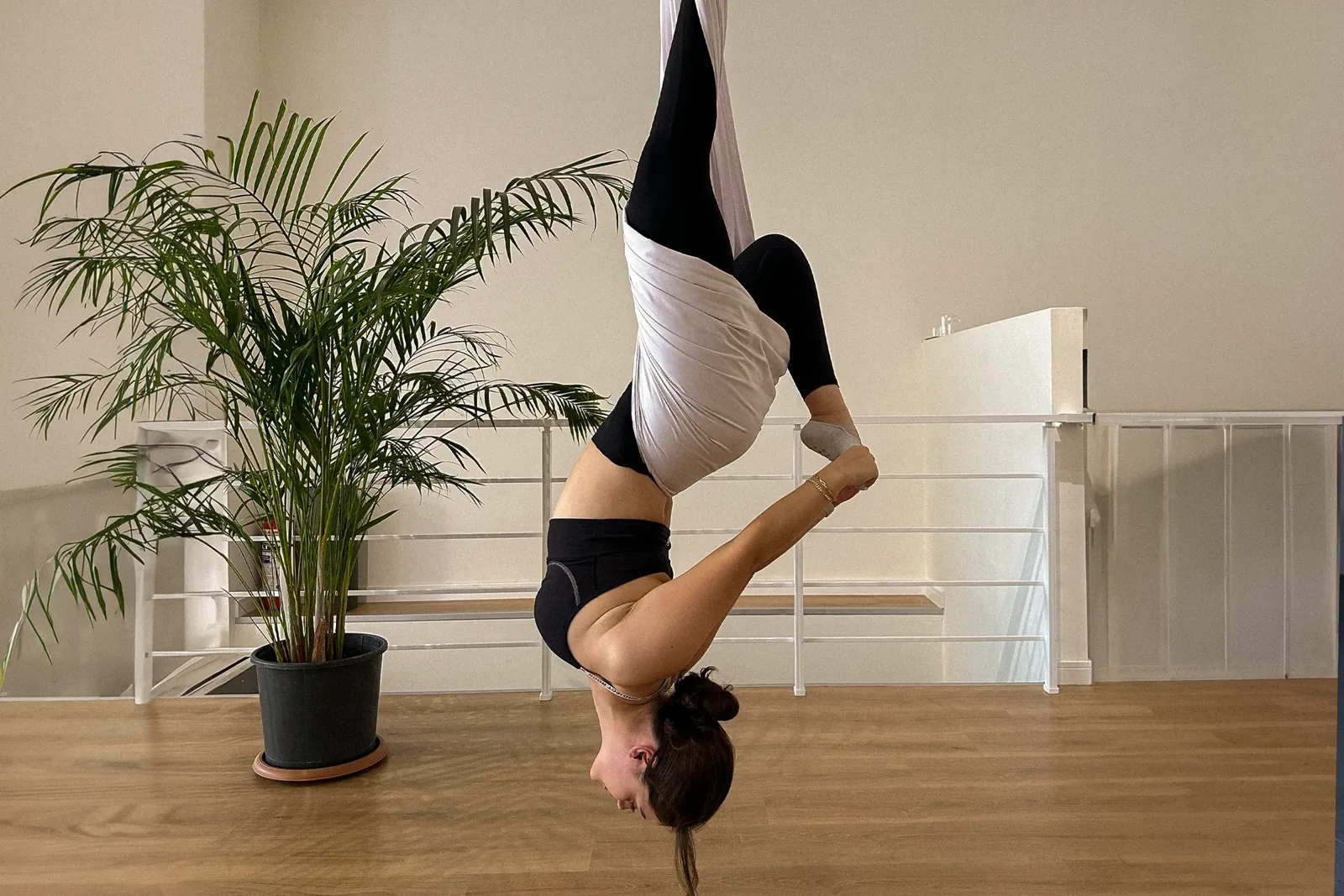 Hamak Yogası çalışmasından bir kare
